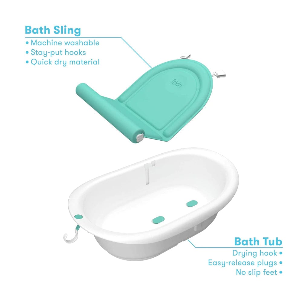 Fridababy 4-in-1 Adjustable Baby Bathtub - Convertible Infant to Toddler Tub with Non-Slip Design for Safe Bathing at Home or Travel