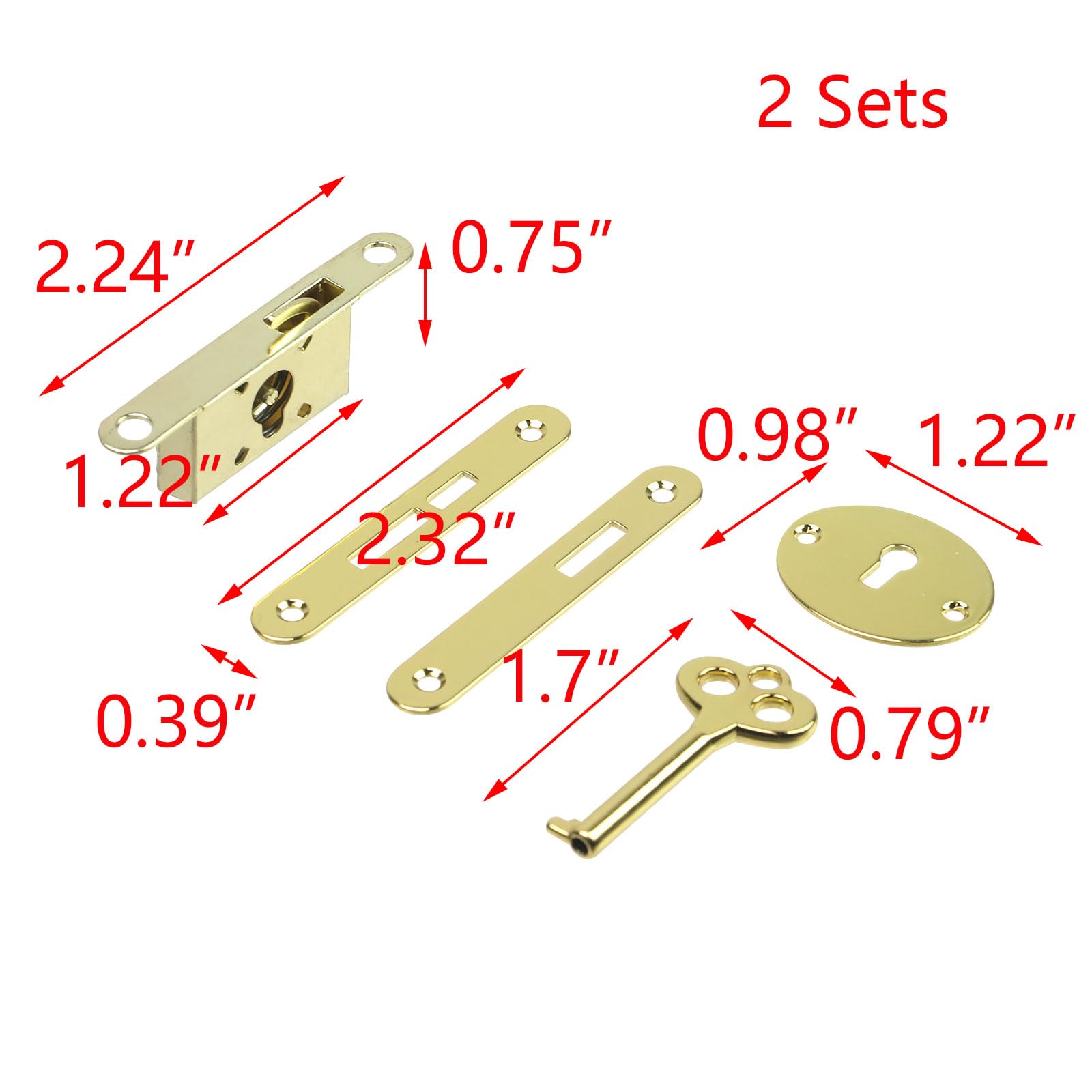 T Tulead Mini Box Locks - 2 Pack Mortise Locks with Golden Keyhole & Mounting Screws for Wooden Jewelry Boxes, Furniture & Antique Chests - Secure Storage Solution for Valuables