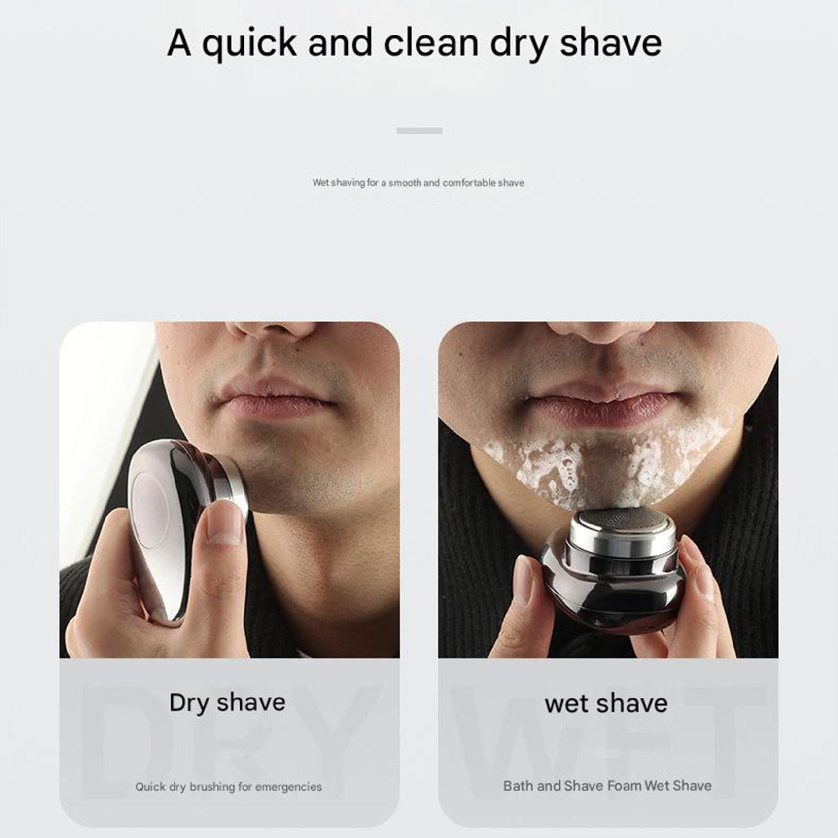 Pyrinov Electric Shaver - Mini Portable IPX7 Waterproof Rechargeable Wet/Dry Shaver for Men - Travel & Gym Use (Silver)