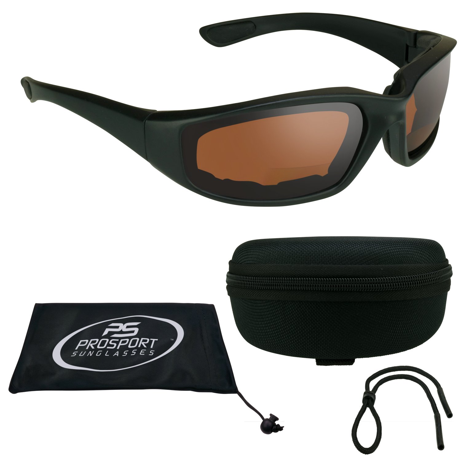Bikershades Z87 Certified Bifocal Motorcycle Safety Glasses with Foam Padding - UV Protection for Men & Women (Includes Free Hard Case & Sunglass Strap) - Ideal for Riding, Cycling & Outdoor Sports