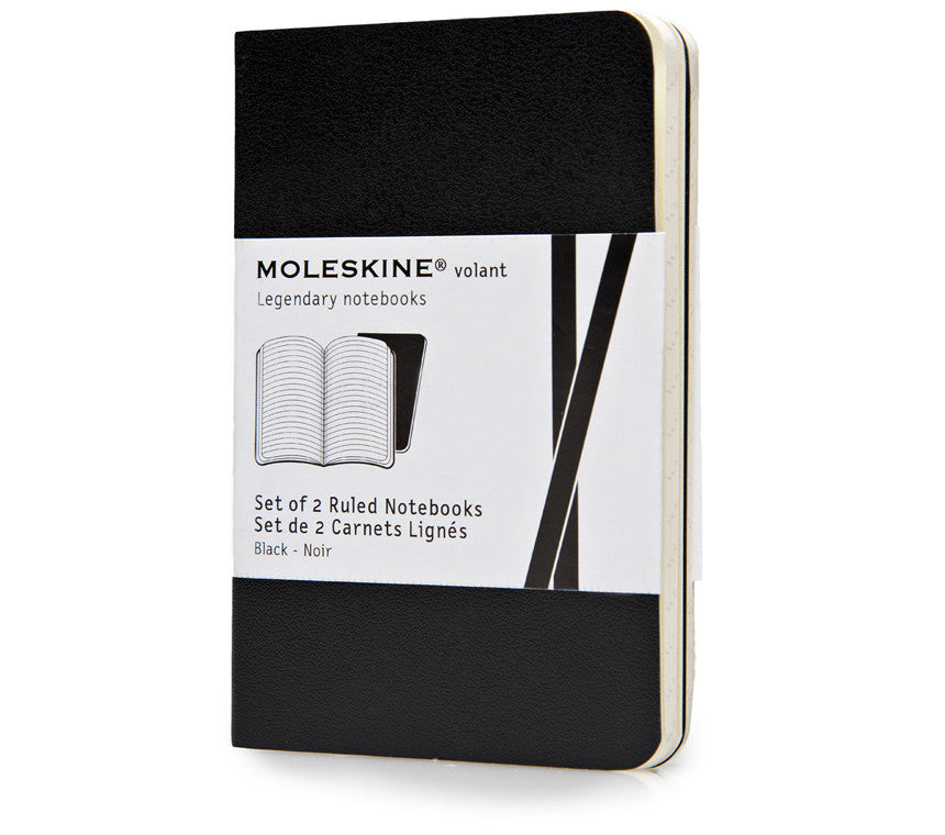 Premium Moleskine Volant Ruled Notebook Set of 2 - Extra Small Pocket Journals for Writing, Note Taking & Daily Planning - Perfect for Students, Office Work & Travel