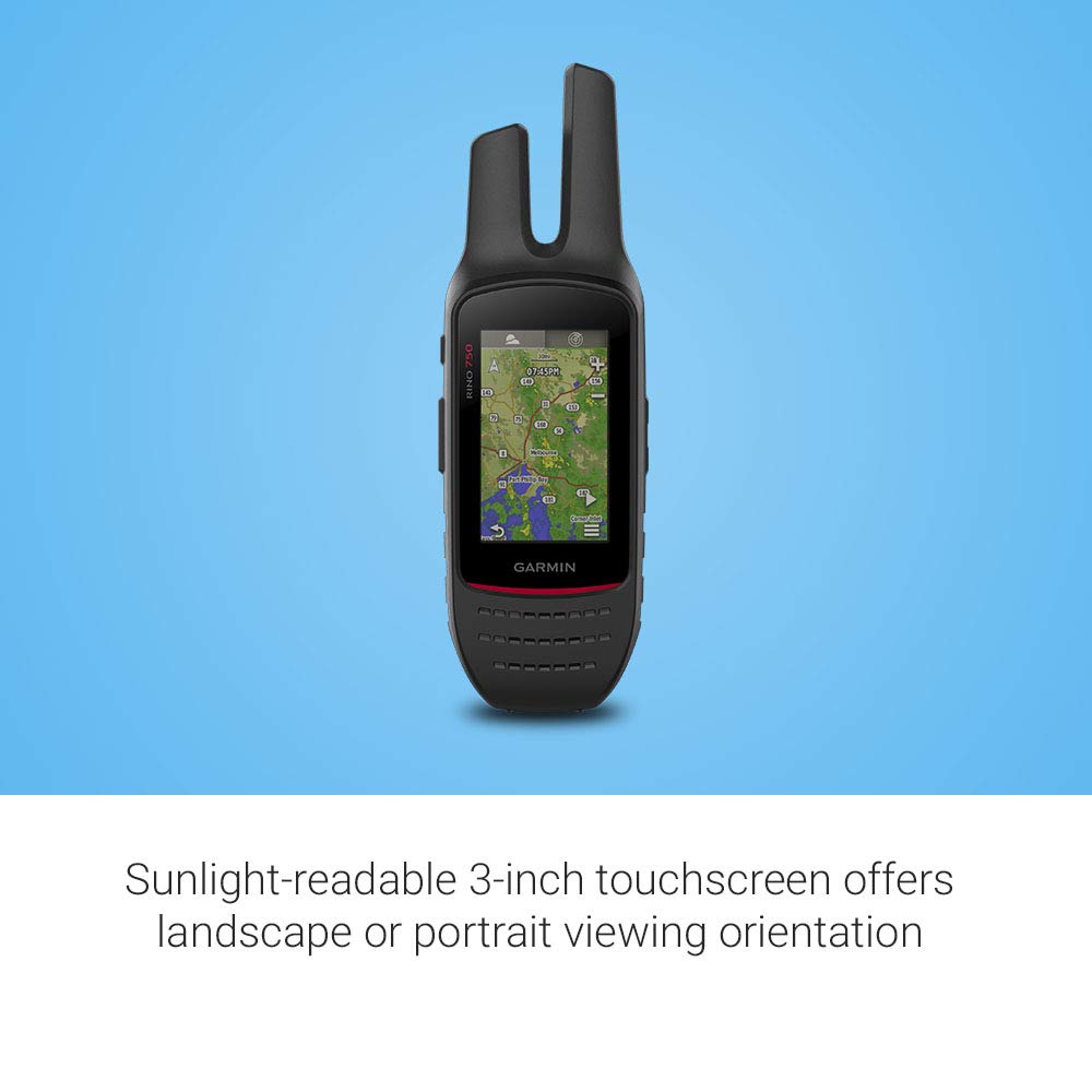 Garmin Rino 750 Rugged Handheld GPS Navigator with 2-Way Radio - Waterproof Hiking, Camping & Outdoor Adventure Gear for Hunters and Explorers