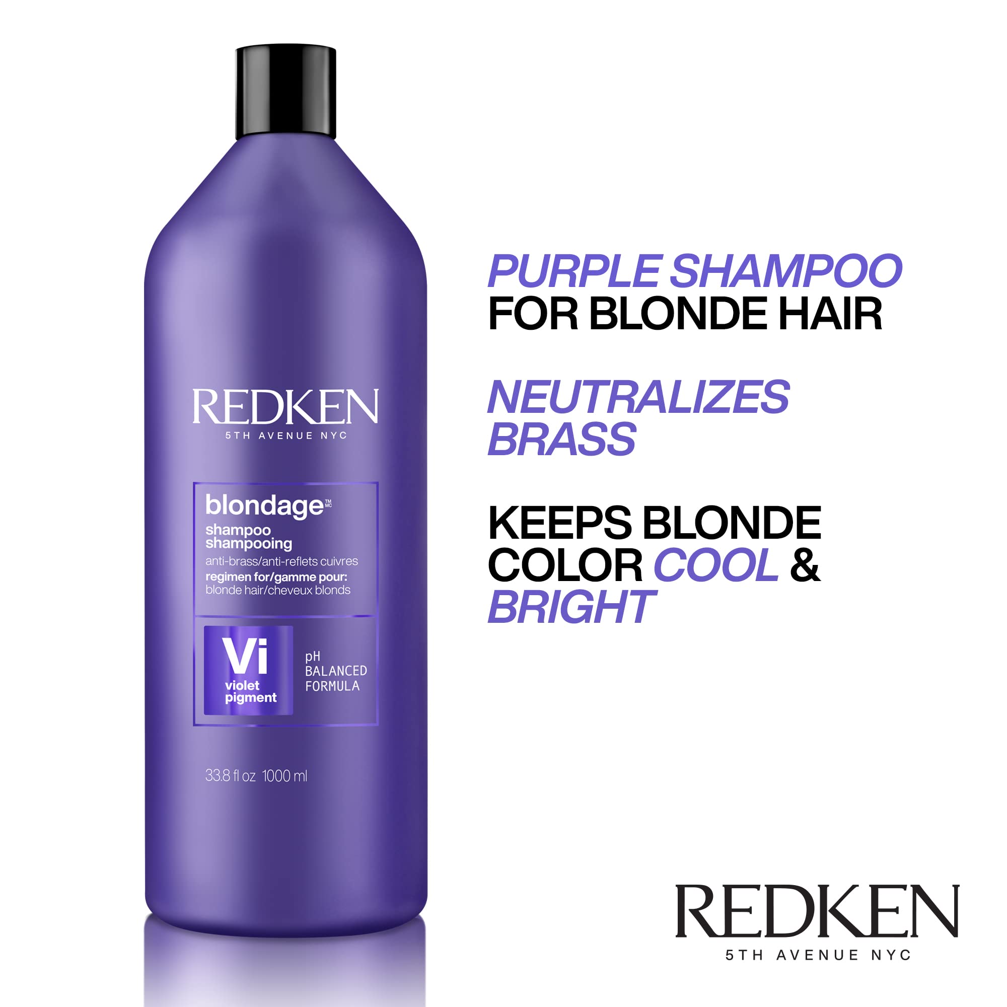 REDKEN Extend Blondage Color Depositing Purple Shampoo & Conditioner Set for Blonde & Gray Hair | Tones Brassiness & Enhances Shine | Salon-Quality Hair Care for Color-Treated Locks