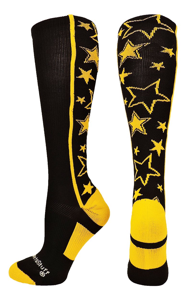 MadSportsStuff Softball Socks with Stars - Over The Calf Tall Athletic Socks for Women & Girls (Youth & Adult Sizes) - Perfect for Softball Games, Sports Training & Casual Wear