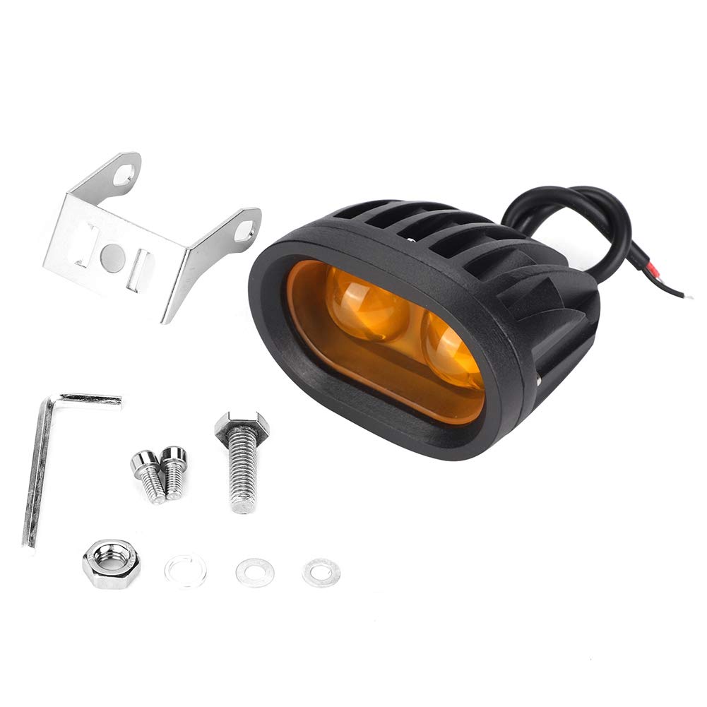 2LED 20W Waterproof IP67 Yellow Off-Road Work Light for Cars, Trucks, Motorcycles - Durable Exterior Spotlight for Camping, Construction & Emergency Use