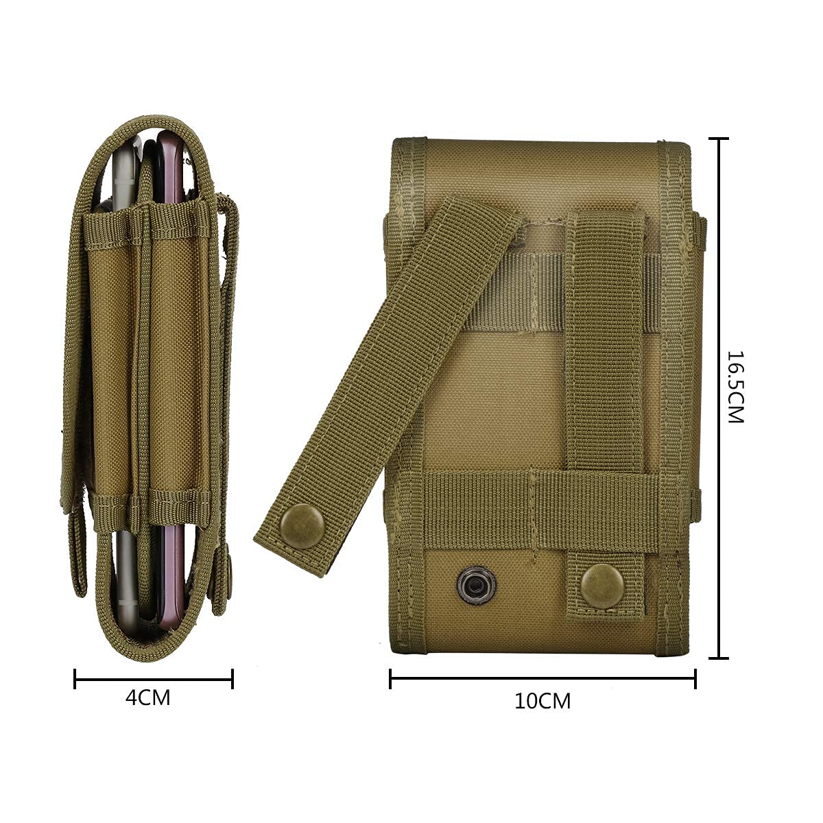 Tactical Molle Belt Pouch with Flag Patch - Double Capacity Phone Holster for iPhone 16 Pro Max/16 Pro/15 Pro Max/14 Pro Max/13 Pro Max/12 Pro Max/11 Pro Max & Samsung S24 - Large Size with Extra Stiffness - Perfect for Outdoor Activities, Hiking, Camping and Military Use
