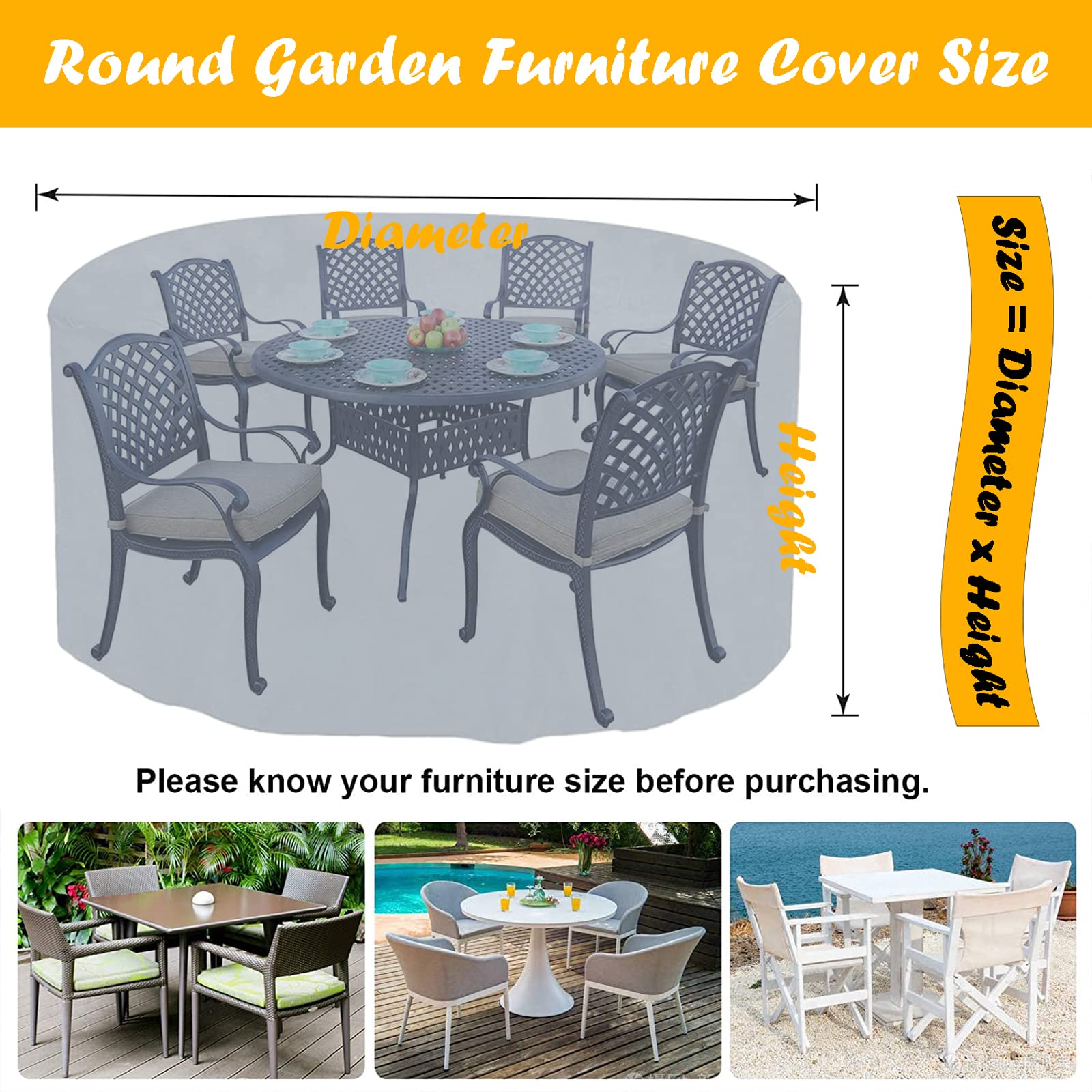 Waterproof Round Patio Furniture Covers 64