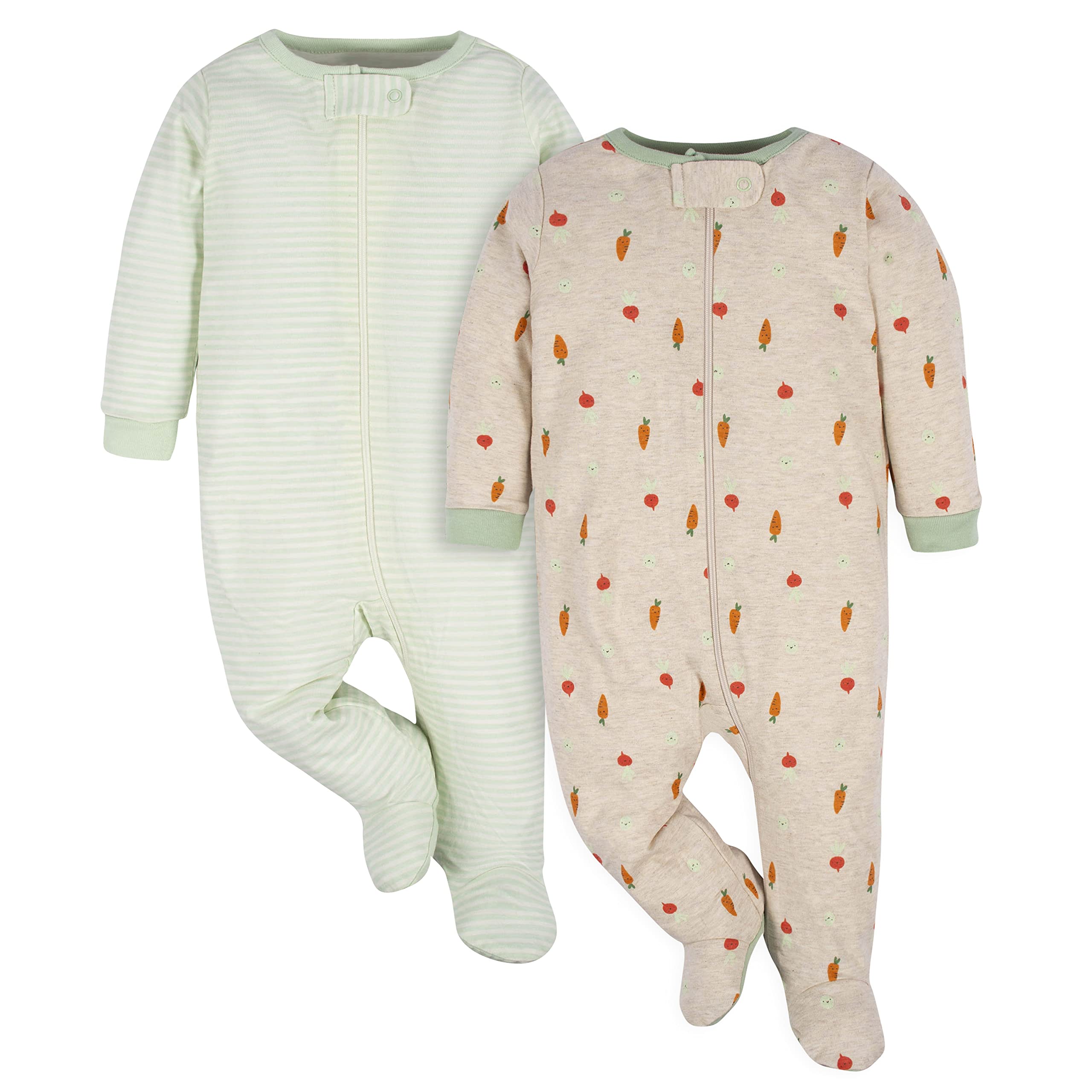 Gerber Baby 2-Pack Sleep 'N Play Footie Pajamas - Soft Cotton Infant Onesies for Boys & Girls (Newborn-24M) - Perfect for Nursery, Bedtime & Playtime
