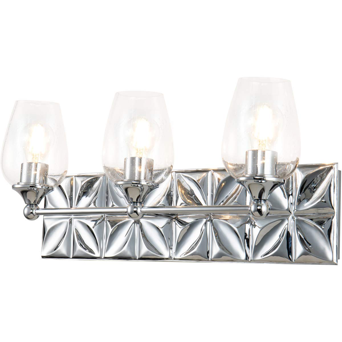 Lucas & McKearn BB1300PC-3 Epsilon Modern Bathroom Vanity Light - Polished Chrome Finish, 3-Light Fixture for Bathroom Mirror Lighting, Perfect for Home Renovation & Spa-Style Decor