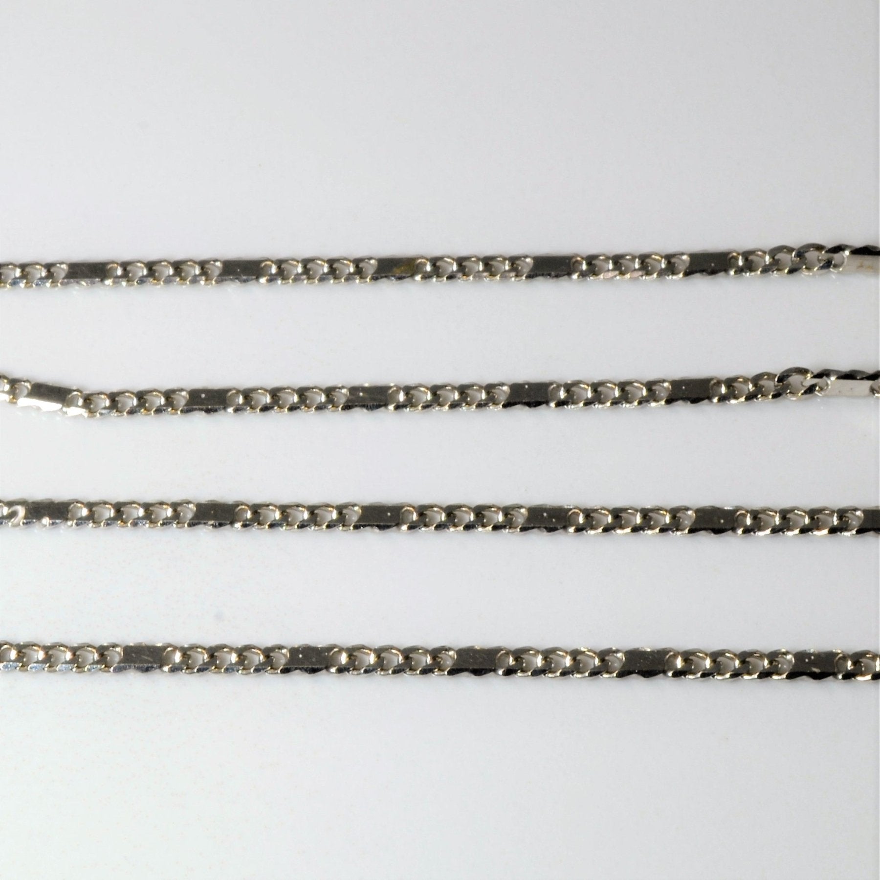 10K White Gold Modified Station Chain Necklace - 22 Inch Elegant Layering Piece for Women | Perfect for Everyday Wear, Special Occasions & Gift Giving