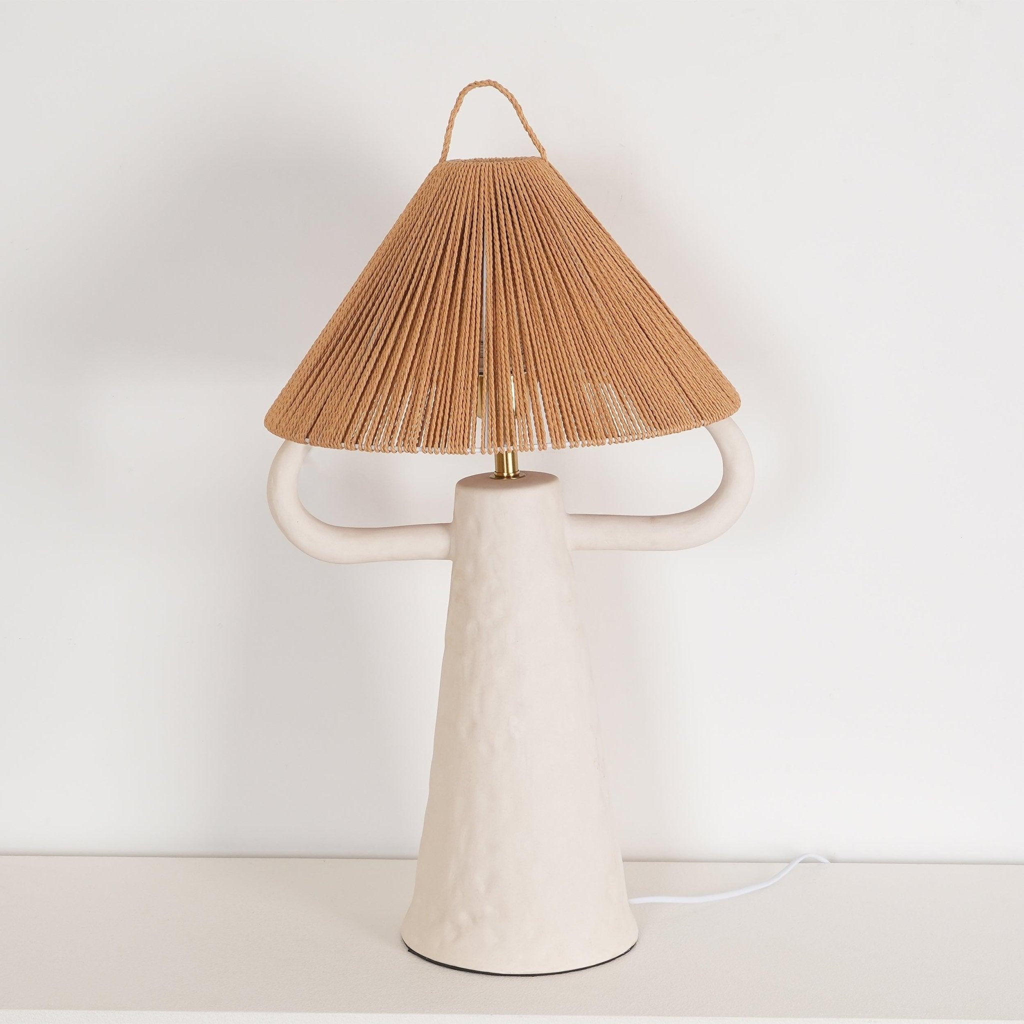 Stylish Ceramic Table Lamp with Horn Design - Modern Home Decor for Living Room, Bedroom & Office Lighting