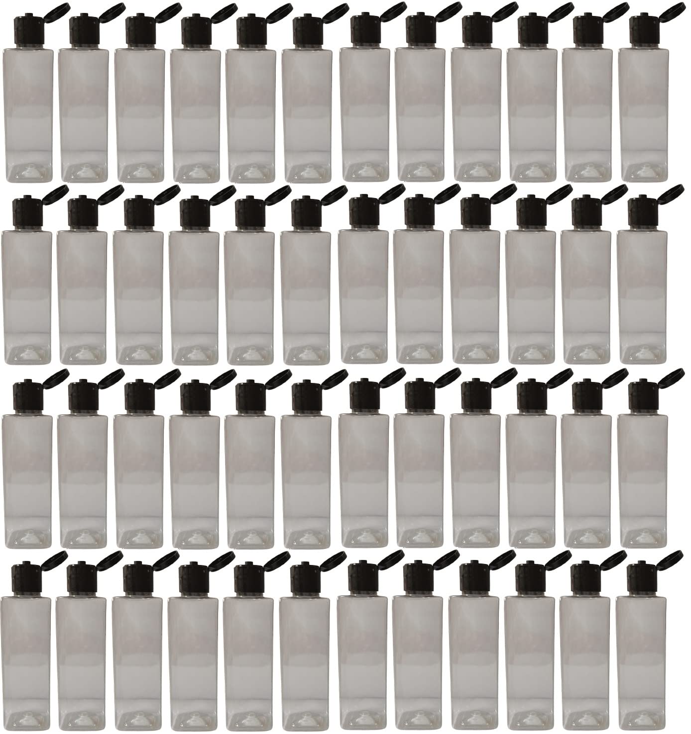 M.C. PIPWALA 200ml Empty Square Clear Plastic Bottles - 48 Pack, Leak Proof Travel Cosmetic Containers for Lotion, Shampoo, Essential Oils & DIY Beauty Products