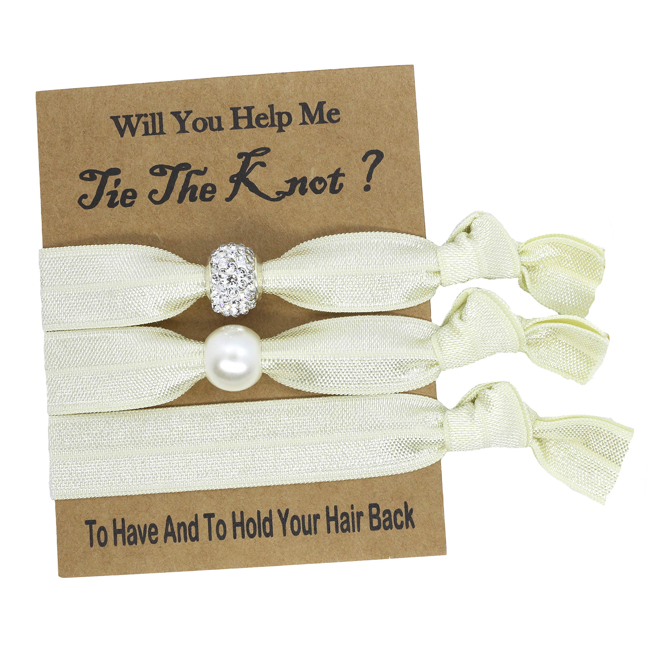 6 Packs Beige Hair Ties - Perfect Bridesmaid Proposal Gifts for Bachelorette Party, Bridal Shower & Wedding | Soft & Comfortable Hair Accessories for Everyday Use, Workouts & Special Occasions
