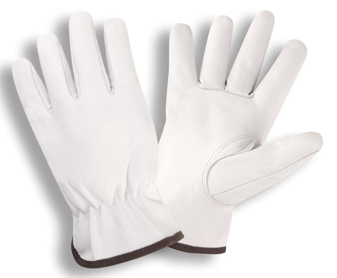 Premium Grain Goatskin Driver Gloves - Cordova 8500 Unlined with Shirred Elastic Back & Keystone Thumb - Light Gray (12-Pack, Small) - Perfect for Driving, Motorcycling & Outdoor Activities