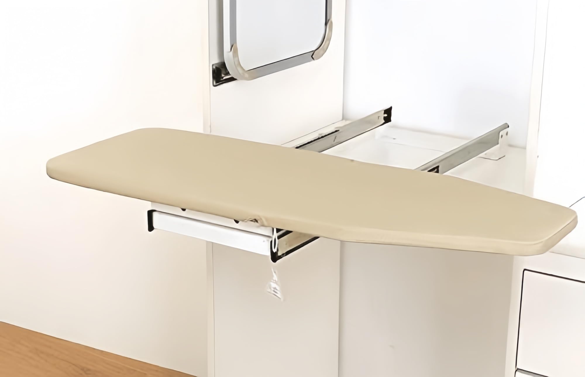 Foldable Rotating Ironing Board - Space Saving Pull-Out Cabinet Ironing Station for Home & Apartment (Beige) | Perfect for Small Spaces, Laundry Rooms & Closet Organization