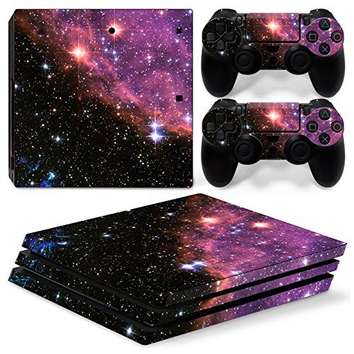Premium PS4 PRO Console & 2 Controller Vinyl Skin Decal Sticker Cover Set - Purple Galaxy Design for Gaming Protection & Customization | Perfect for Gamers, Gifts & Gaming Setup Decor