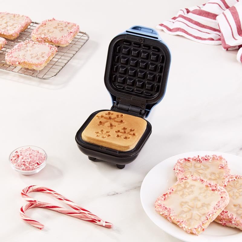 RMWS001GBSD06 Mini Waffle Maker for Snowflake Waffles - Compact Single Serve Breakfast Appliance - Perfect for Home, Dorm & Office Use