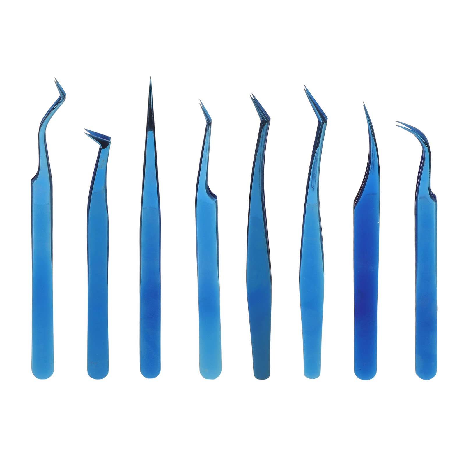 Professional 8PCS Eyelash Extension Tweezers Set - Stainless Steel Straight & Curved Tip Tweezers for Perfect Lash & Eyebrow Shaping - Ideal for Salon, DIY Beauty & Professional Makeup Artists