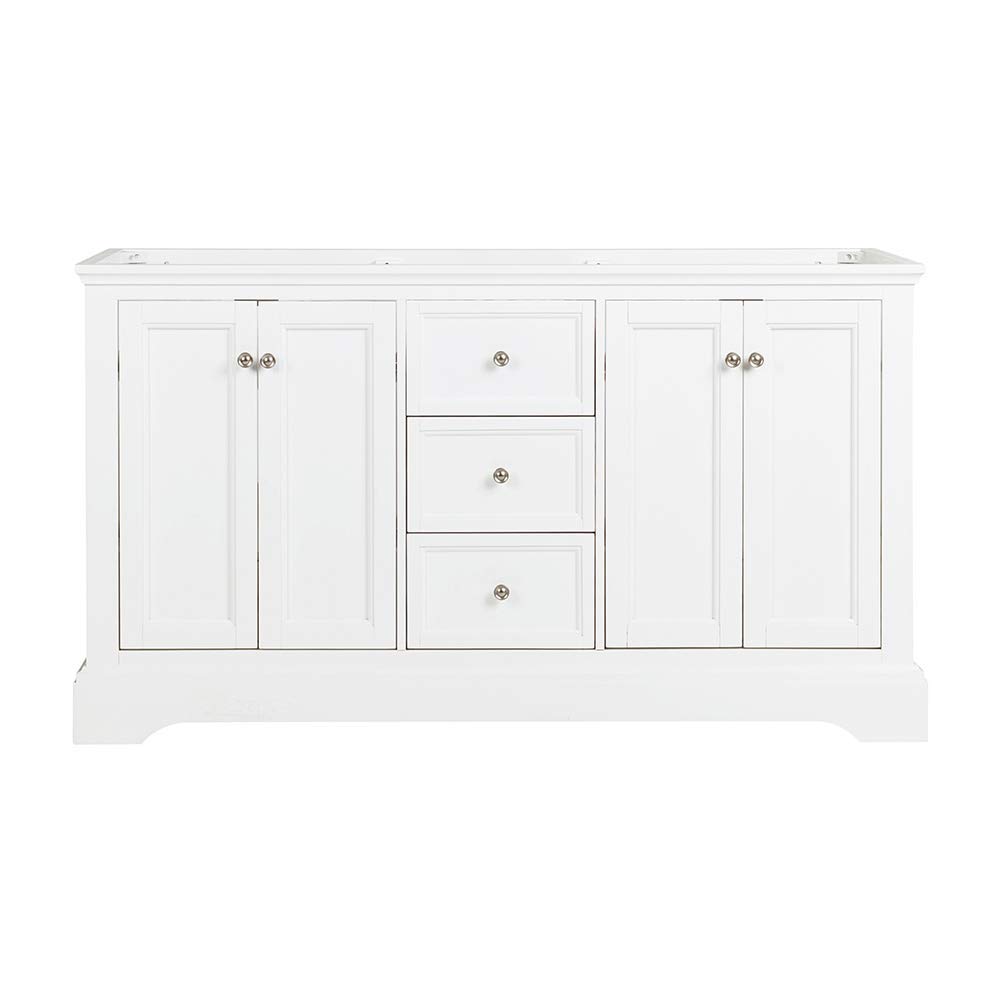 Fresca Windsor 60 Inch Matte White Traditional Double Sink Bathroom Vanity Cabinet - Sink Not Included | Perfect for Master Bathroom & Guest Bathroom Renovation