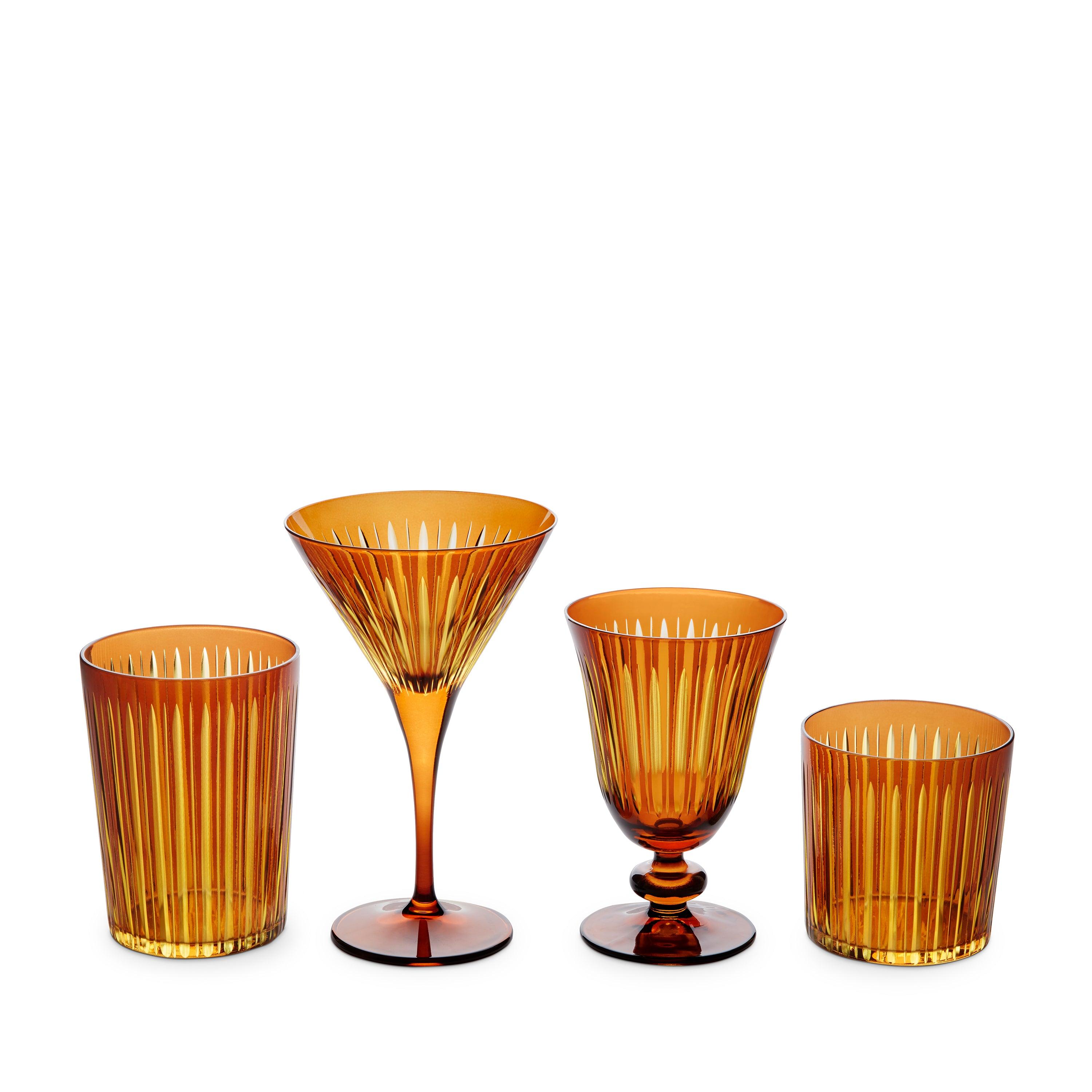 Prism Wine Glasses Amber (Set of 4) - Elegant Crystal Stemware for Red Wine, White Wine & Cocktails - Perfect for Dinner Parties, Weddings & Home Entertaining