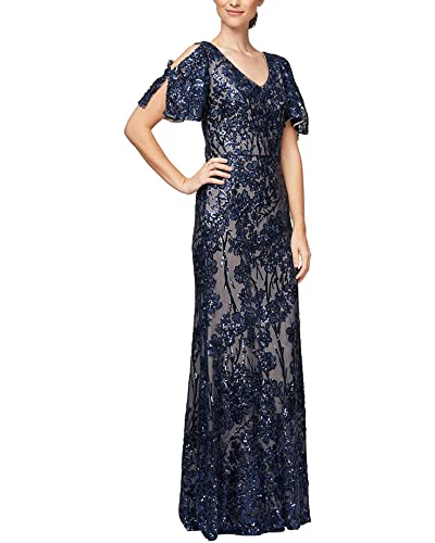 Navy/Nude Flutter Sleeve