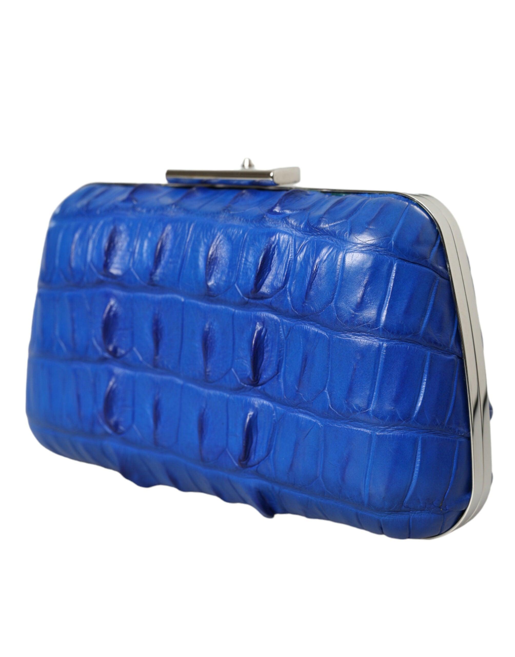 Balenciaga Electric Blue Crocodile Leather Clutch Bag for Women - Perfect for Evening Parties, Weddings & Luxury Events