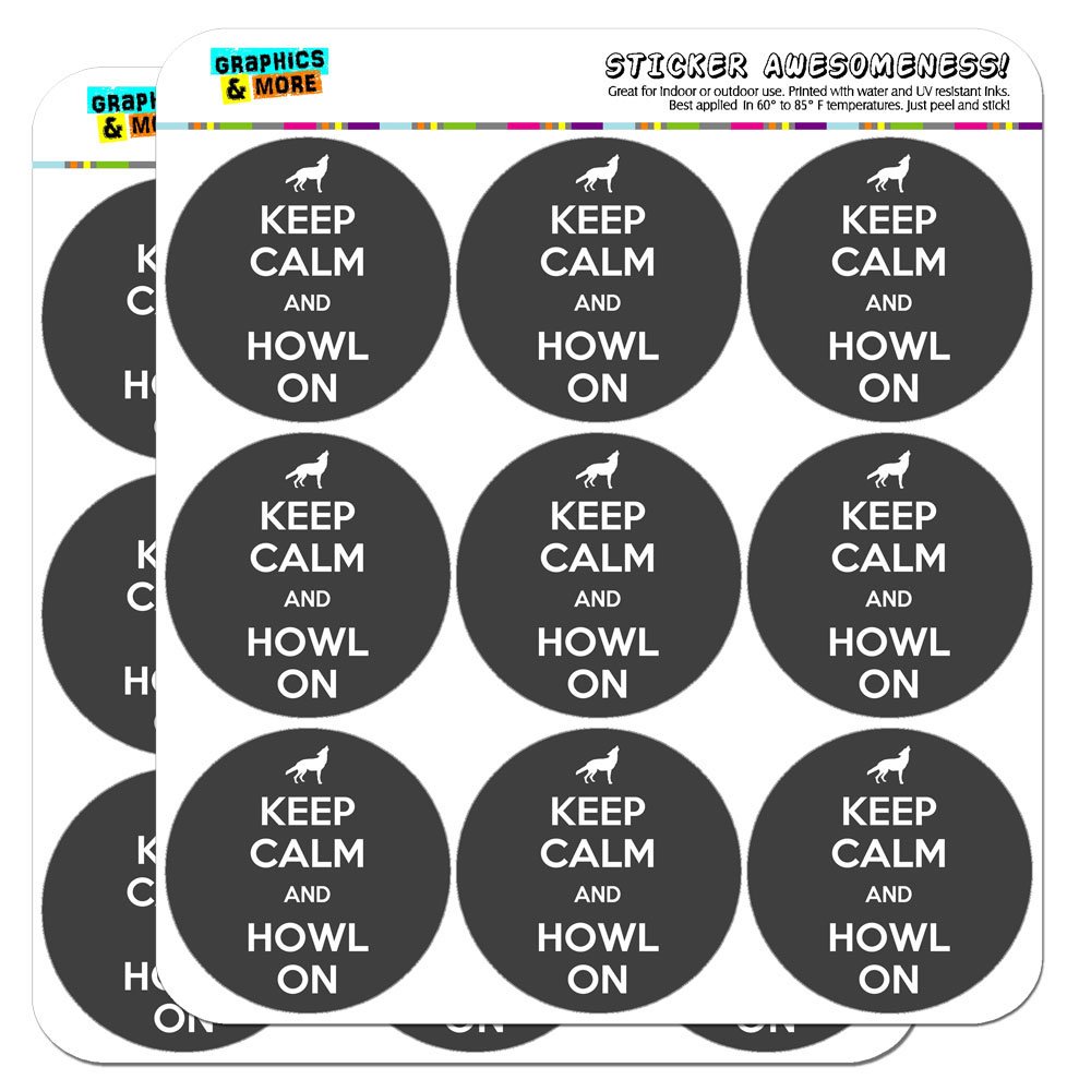 Keep Calm and Howl On Wolf 2 Inch Planner Stickers - Opaque Vinyl Decals for Scrapbooking, Bullet Journal & DIY Crafts - Perfect for Calendars, Planners and Creative Projects