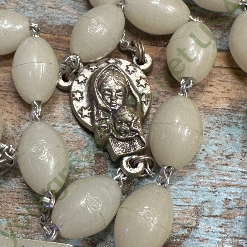 Vintage Glow in the Dark Rosary - Luminous Catholic Prayer Beads for Nighttime Devotion & Spiritual Comfort