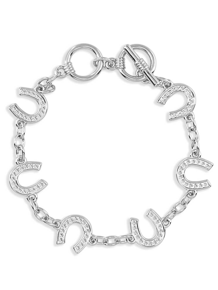 Montana Silversmiths BC620 Women's Sterling Silver Lucky Horseshoe Bracelet with Clear Crystals - Elegant Jewelry for Good Luck & Everyday Wear