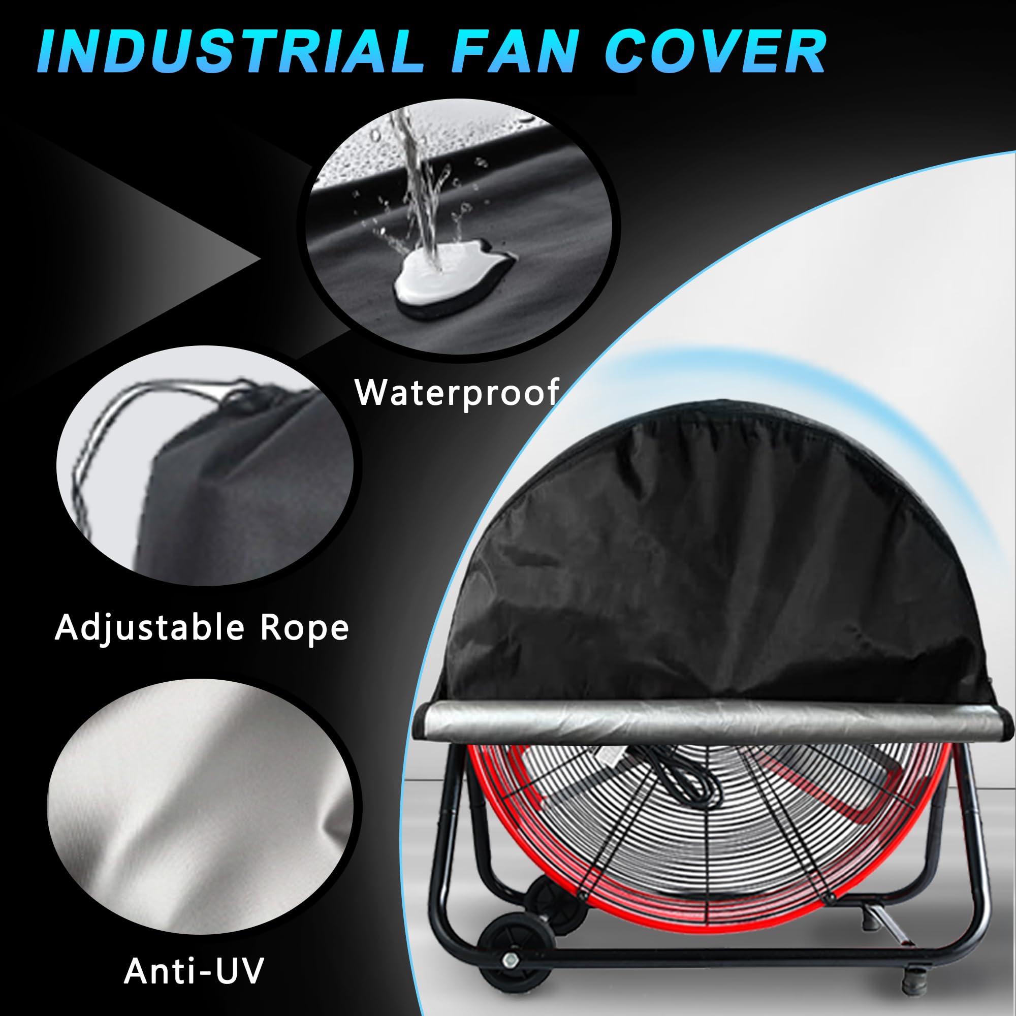 WARMLREC 24 Inch Heavy Duty Industrial Drum Fan - 3 Speed, 8800 CFM High Velocity Air Circulation Fan for Warehouse, Workshop, Factory, Commercial & Residential Use | Perfect for Cooling Large Spaces, Ventilation, and Greenhouse Applications (Red)