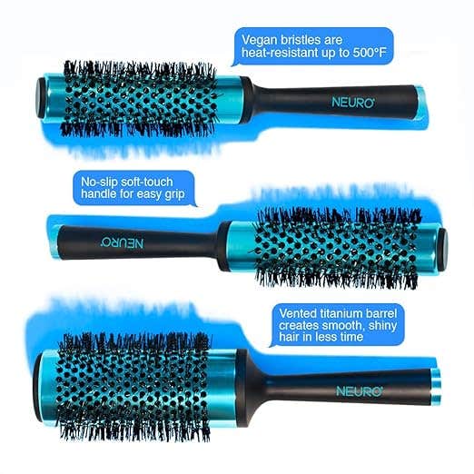 Neuro Titanium Round Brush - Professional Hair Styling Brush for Smooth & Frizz-Free Hair - Perfect for Blowouts, Detangling & Salon-Quality Styling at Home