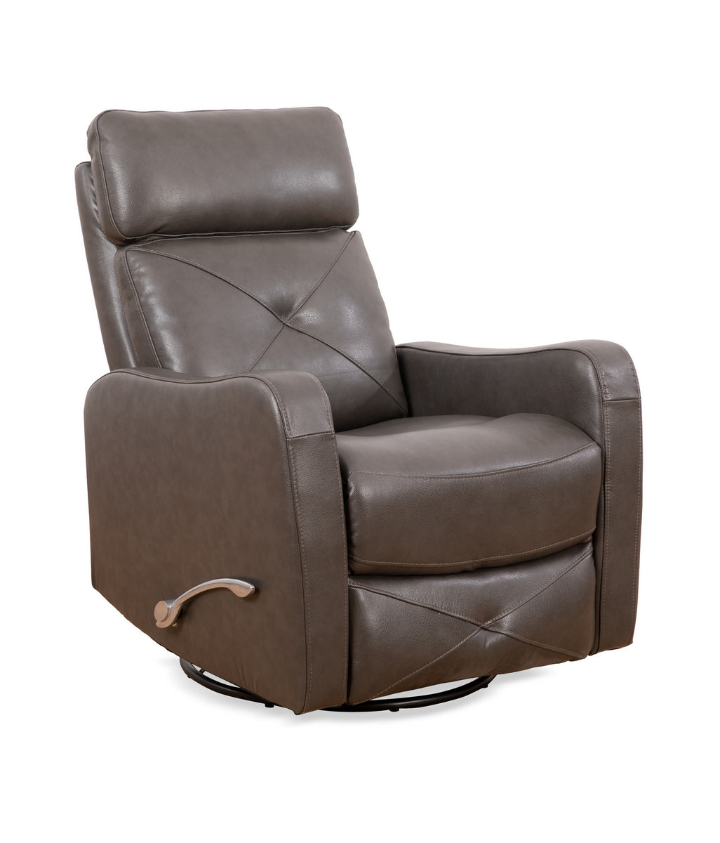 Premium Charcoal Leather Swivel Recliner Chair - 360° Rotating Ergonomic Living Room Lounge Chair for Home Theater, Gaming & Office Comfort