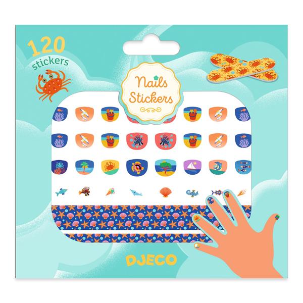 Djeco Mediterranean Nail Stickers - Self-Adhesive Nail Art Decals for Women, DIY Manicure Designs - Perfect for Parties, Vacations & Everyday Wear