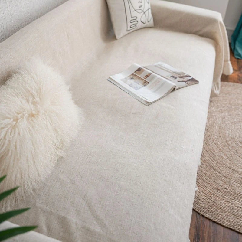 Bohemian Floral Sofa Slipcover with Ruffled Trim - Tribal Print Couch Cover for Living Room Decor, Home Styling & Comfort