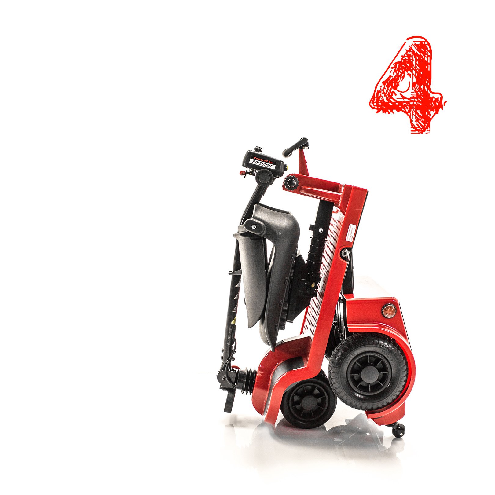 Shoprider Echo Folding Scooter - Red Travel Mobility Scooter for Adults | Compact & Lightweight Electric Scooter for Shopping, Travel & Daily Commute