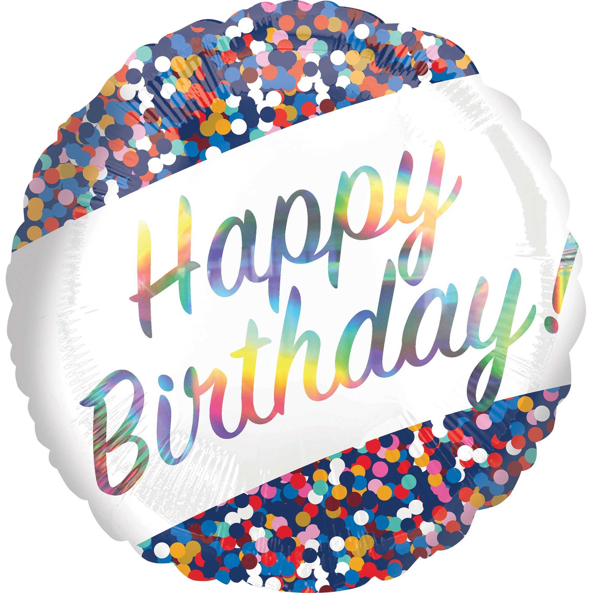 45cm Standard Holographic Iridescent Happy Birthday Confetti Balloon - Party Decorations for Birthdays, Baby Showers & Celebrations - Perfect for Indoor/Outdoor Events