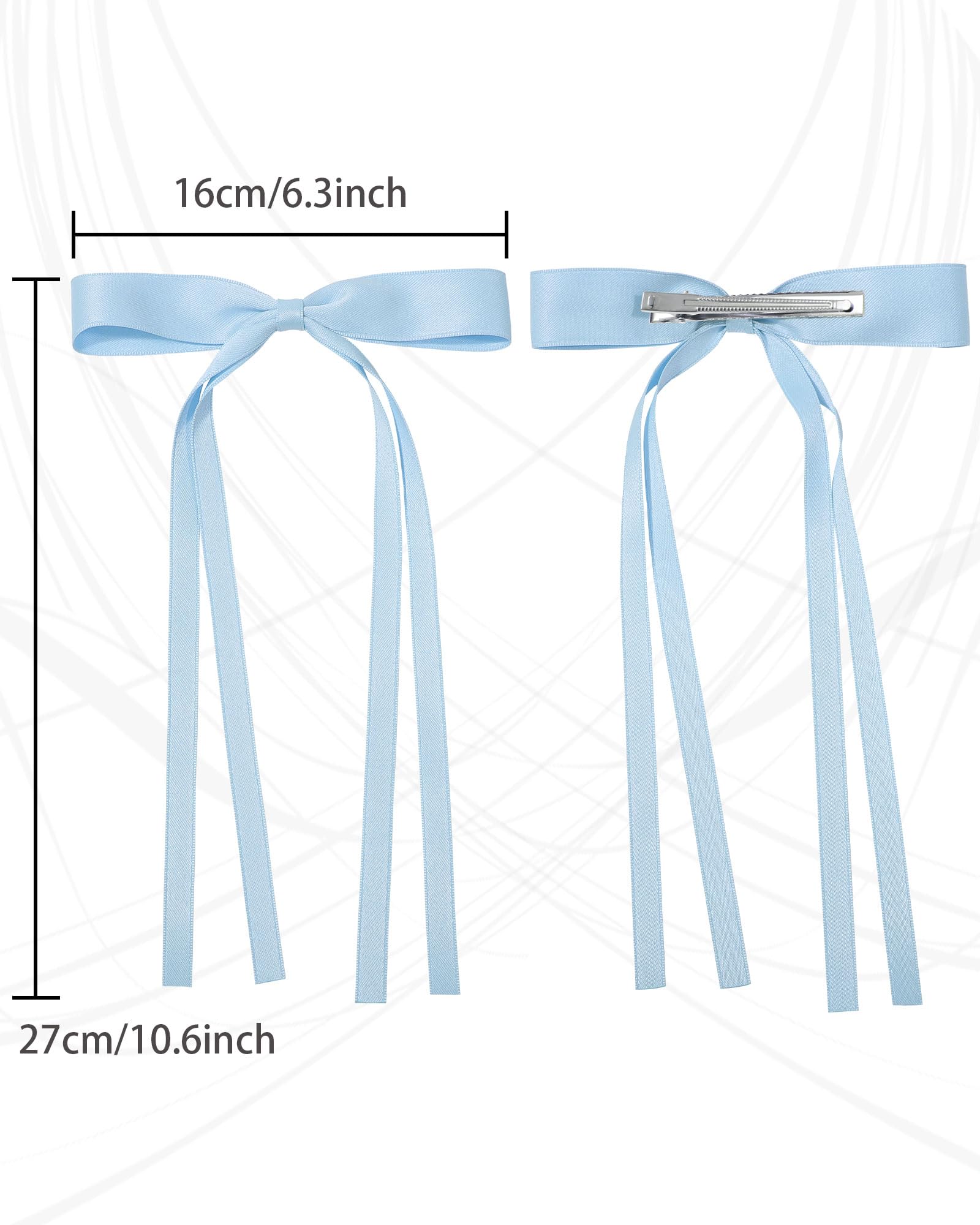 6Pcs Tassel Ribbon Hair Clips for Women & Girls - Colorful Bow Knot Hair Accessories with Long Tails (Blue, Pink, White, Beige, Purple, Red) - Perfect for Parties, Weddings & Daily Styling