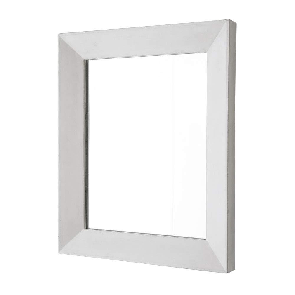 Portola Rectangle Concrete Mirror - Pearl Ivory Finish, Modern Wall Decor for Living Room, Bedroom, or Bathroom
