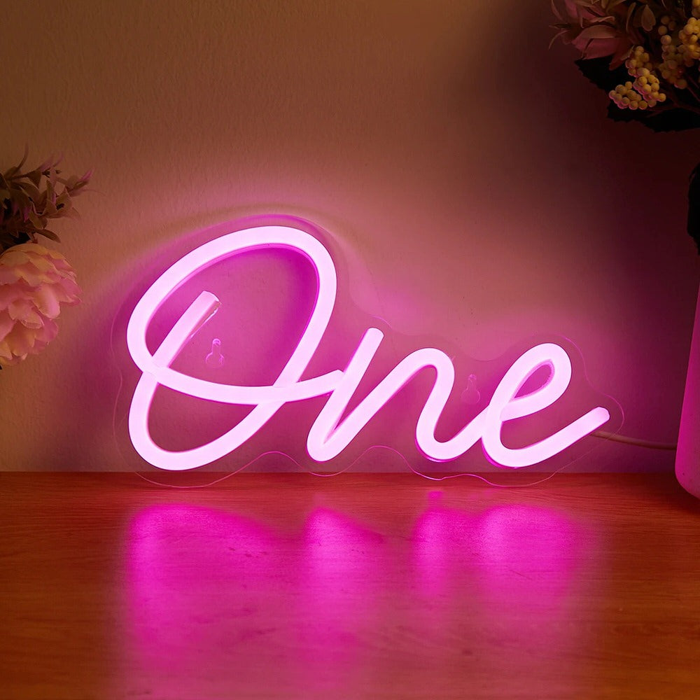 Pink LED Neon Sign for Wall Decor - Custom One Word Light for Bedroom, Bar, Cafe & Wedding Decorations