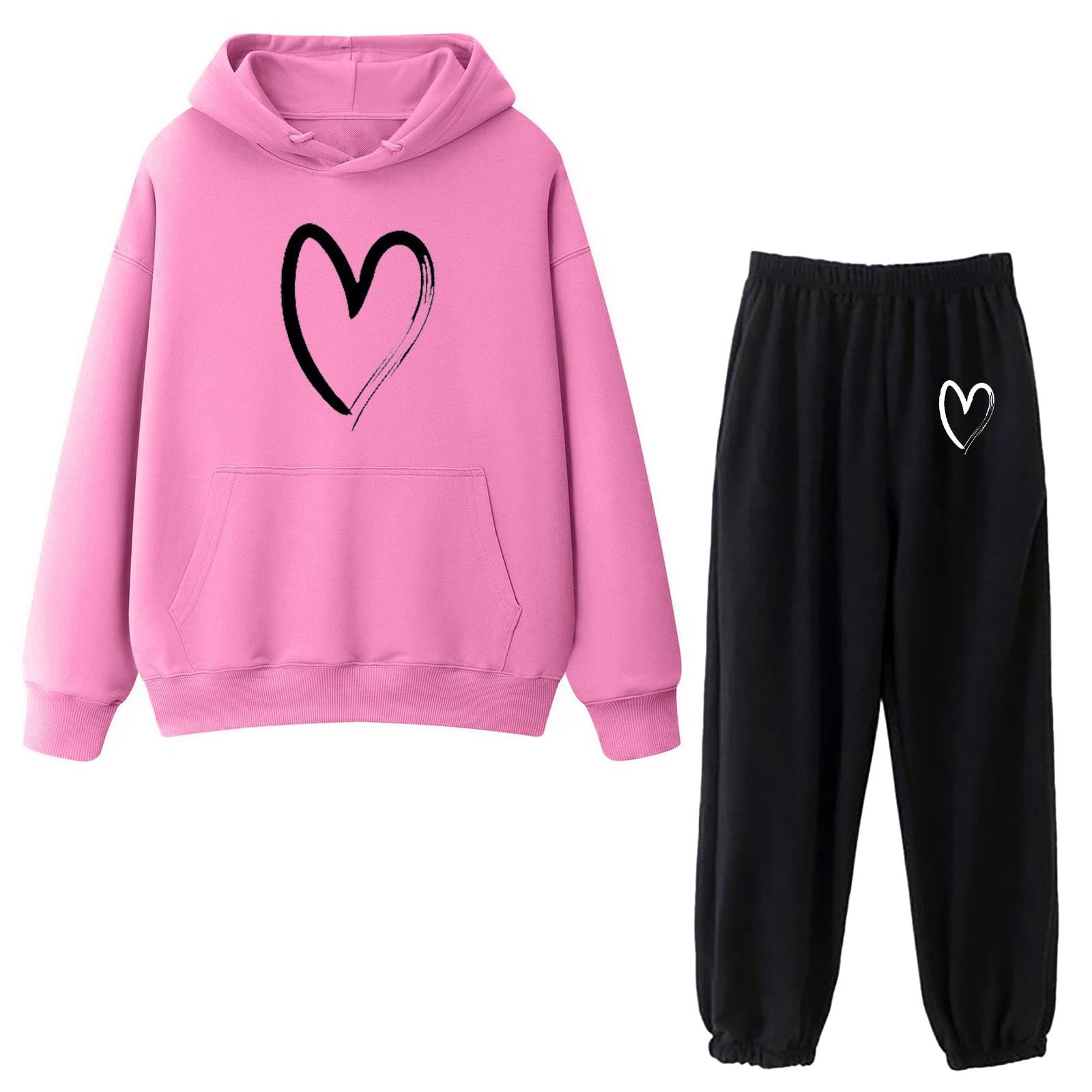 JMMSlmax Women's 2-Piece Casual Hooded Sweater & Jogger Set - Long Sleeve Pullover & Sweatpants Lounge Outfit for Home, Gym & Travel