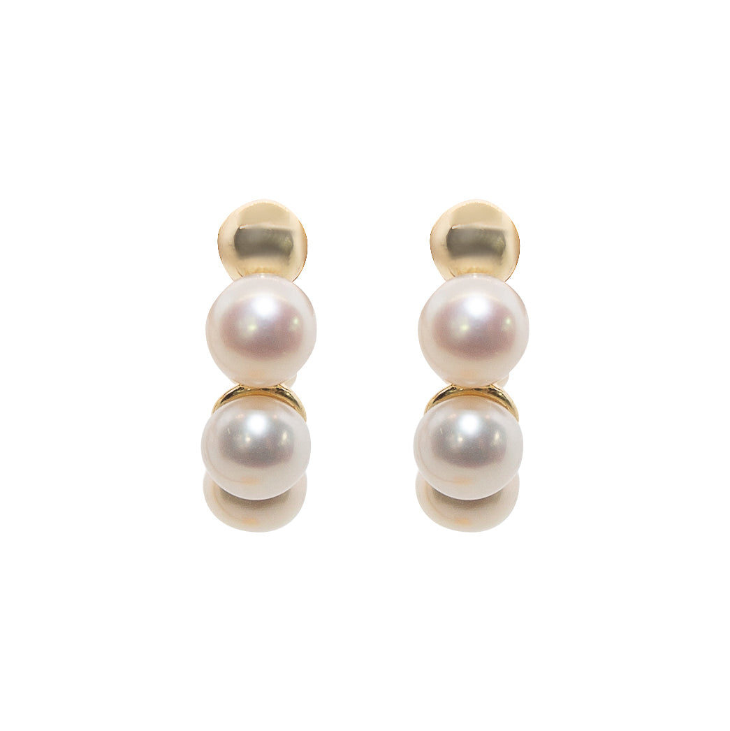 Golden Pearl Quartet Earrings – Elegant 4-Pearl Stud Earrings for Women | Perfect for Weddings, Parties & Special Occasions