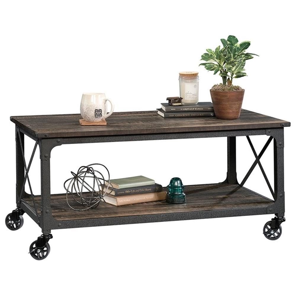 Pemberly Row Modern Coffee Table in Carbon Oak Finish - Perfect for Living Room, Office, and Lounge Areas