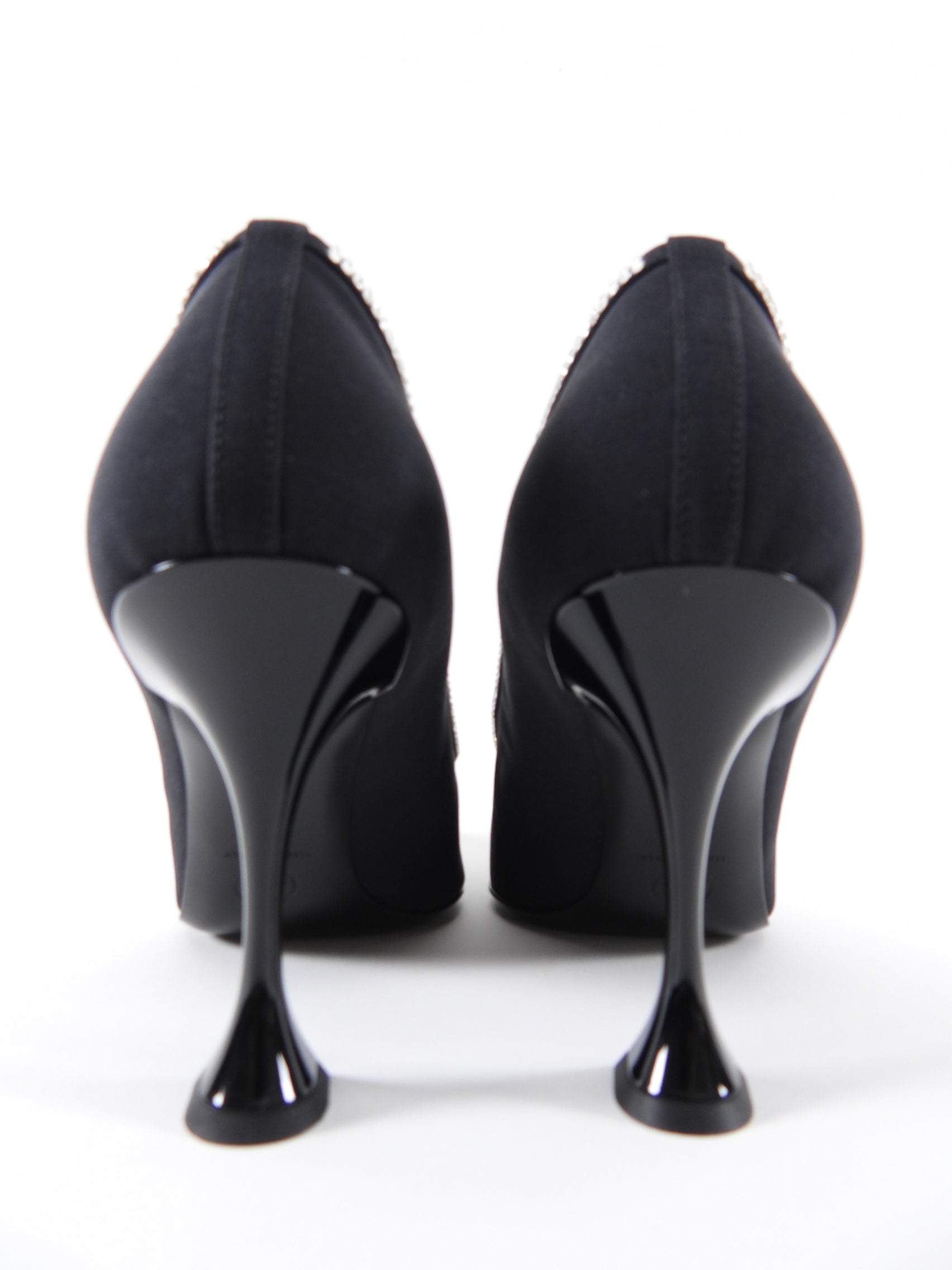 Chanel Black Fabric Pumps with Crystal Star Strass Trim - Women's Luxury High Heels Size 40C for Evening Parties & Special Occasions