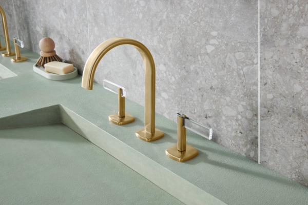 Allaria Lever Handle Kit for Widespread Bathroom Faucet (Pair) - Brilliance Luxe Gold/Clear HL5368 GLCL Brizo - Perfect for Modern Bathroom Renovation & Luxury Home Upgrade