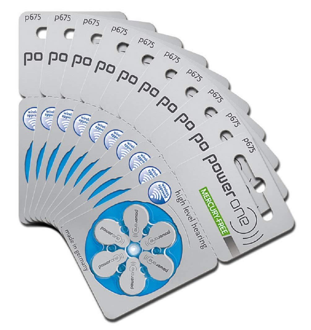 PowerOne Size 675 Zinc-Air Hearing Aid Batteries - Mercury-Free, Made in Germany - 3 Packs (60 Batteries Total) - Long-Lasting Power for Hearing Aids & Assistive Devices - Perfect for Daily Use, Travel & Emergency Preparedness