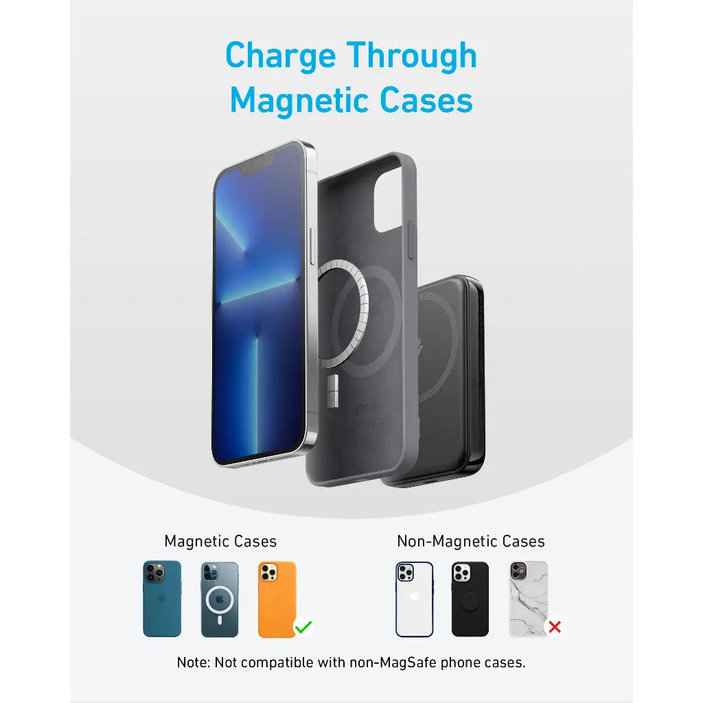 Anker Power Bank 321 MagGo 5000mAh Magnetic Portable Charger with MagSafe for iPhone 15/14/13/12 - Compact Wireless Battery Pack for Travel, Work, and Everyday Use