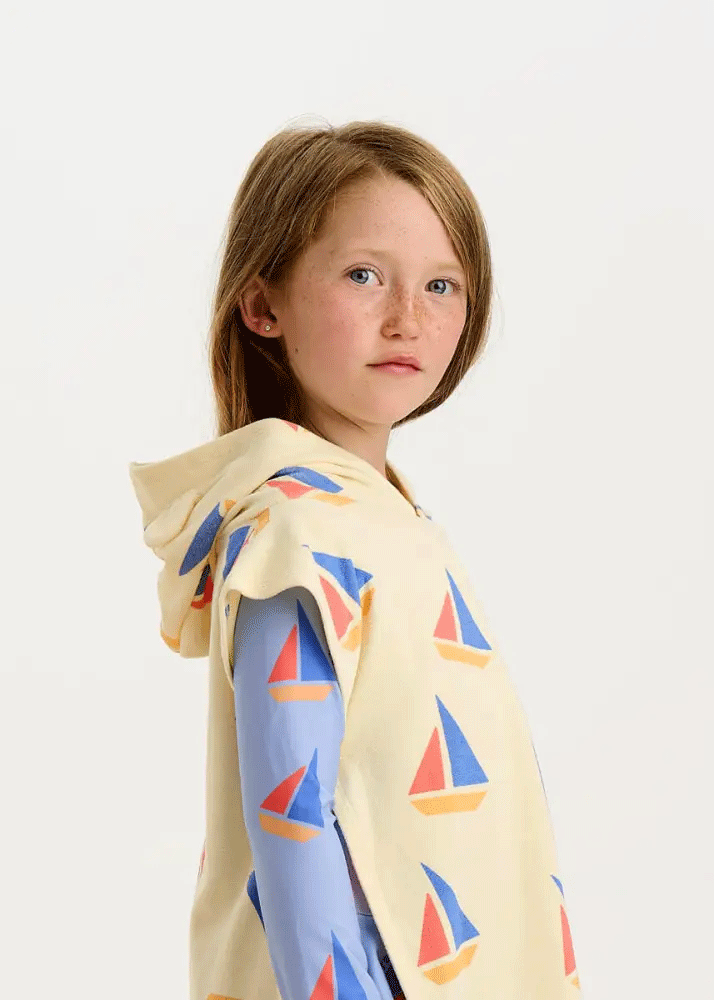 Bonnie Mob Multicolor Sailboat Beach Terry Robe for Baby & Kids - Soft Hooded Bathrobe for Pool, Beach & After Swim | Cute Nautical Themed Toddler Cover-Up