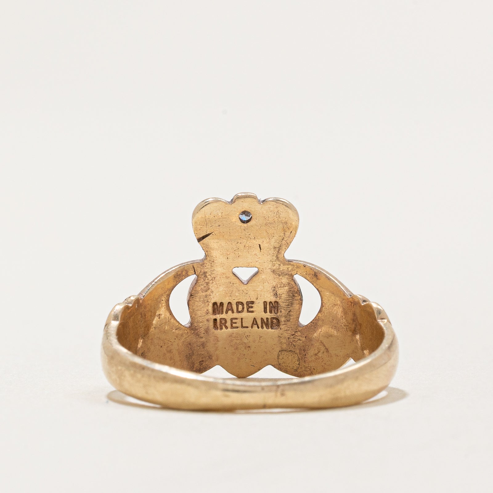 1993 Dublin Single Stone Diamond Claddagh Ring | 0.01ct | Size 5.25 | Irish Wedding Band, Engagement Ring, Anniversary Gift for Her