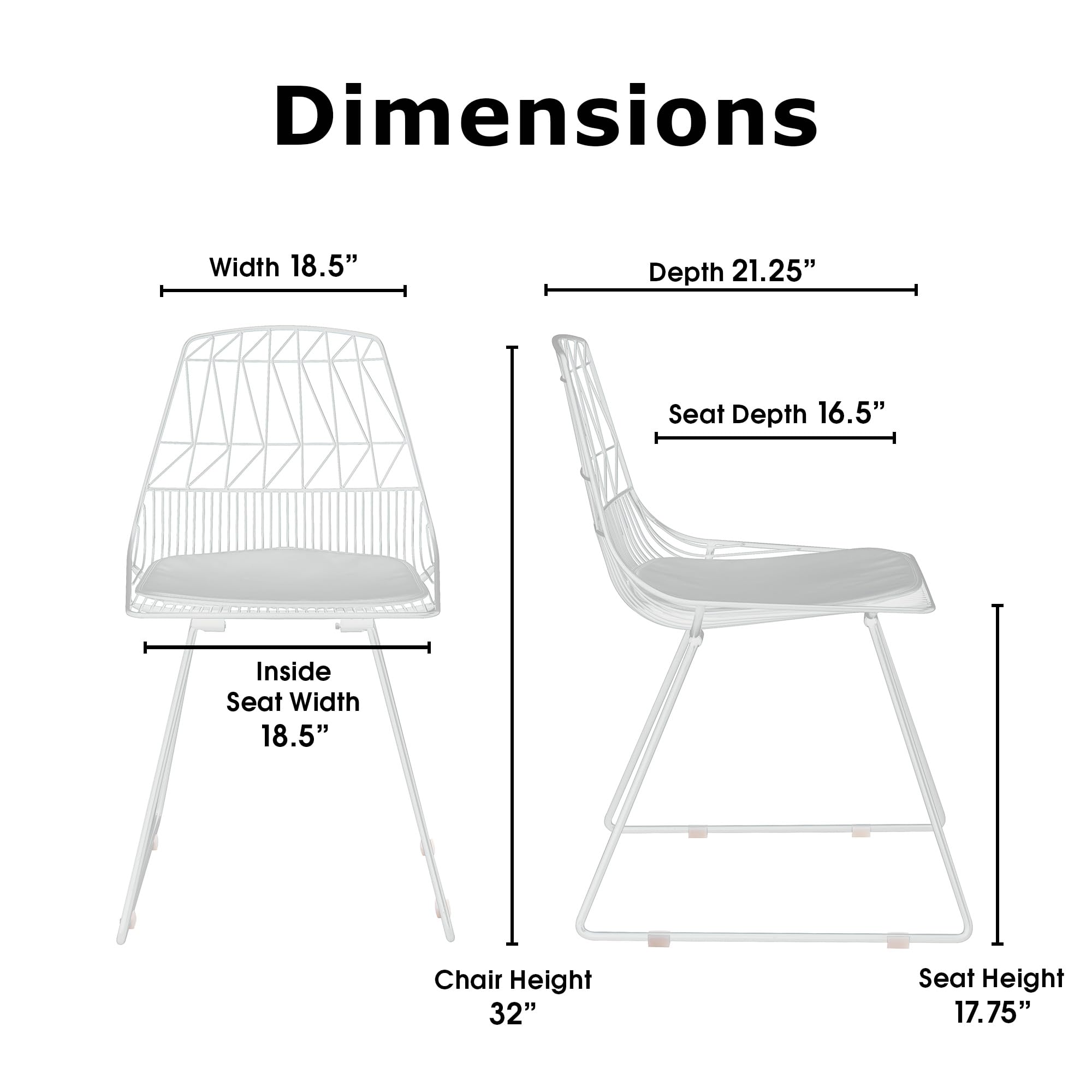 Adore Décor Vivi Dining Chair Set of 4 - French White Upholstered Side Chairs for Kitchen, Dining Room & Breakfast Nook - Elegant Farmhouse Style Seating