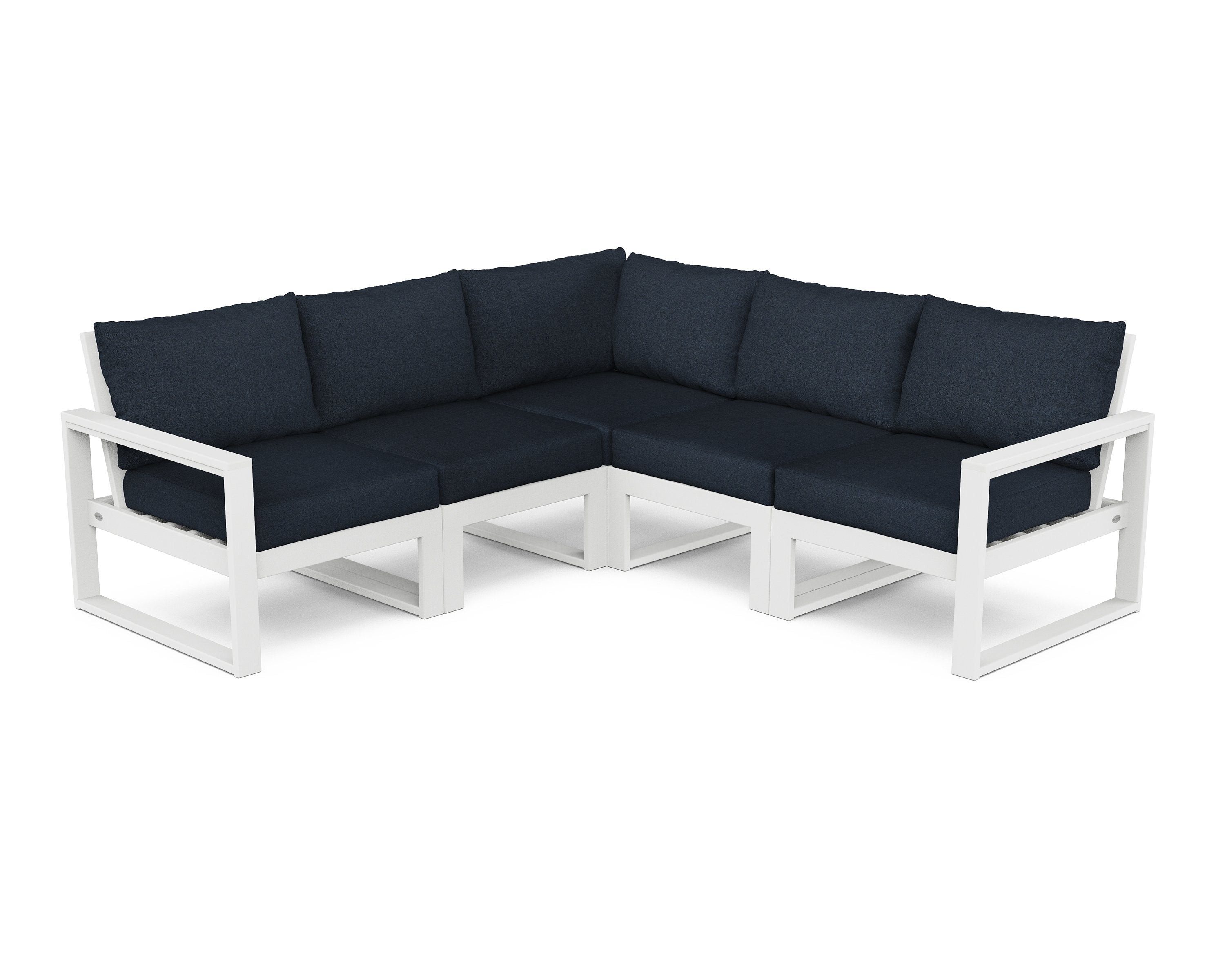 Polywood EDGE 5-Piece Modular Deep Seating Outdoor Patio Furniture Set for Garden, Poolside & Backyard Relaxation